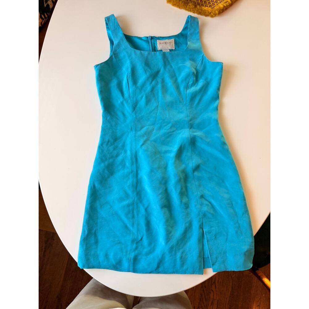 Vintage electric blue Hugo Buscati mini dress- size M